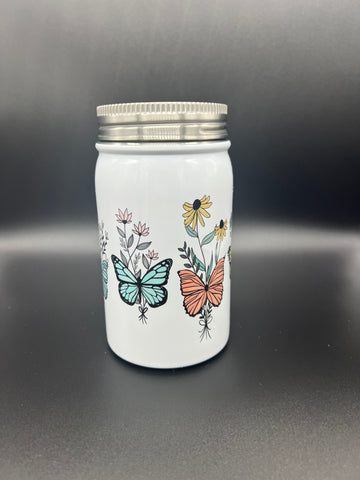 Butterfly Flowers Jar