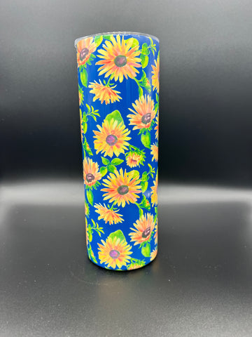 Dark Watercolor Sunflowers Tumbler