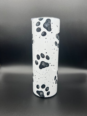 Black and White Paw Prints Tumbler