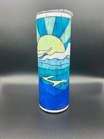 Stained Glass Mountain Scene Tumbler