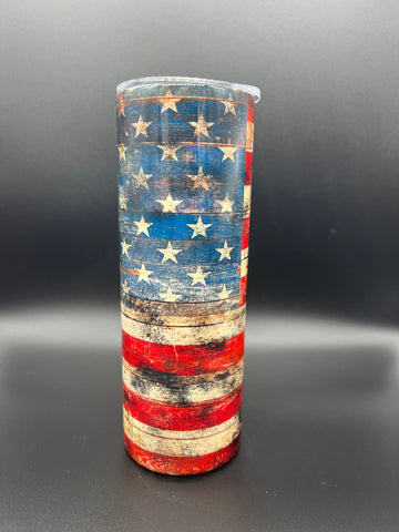 Distressed American Flag Tumbler