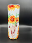 Sunflower Cow Skull Tumbler