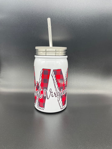 West Virginia Plaid Pattern Jar