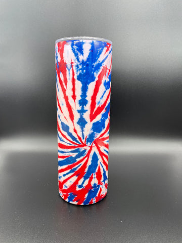 Red, White, and Blue Tye Dye Tumbler